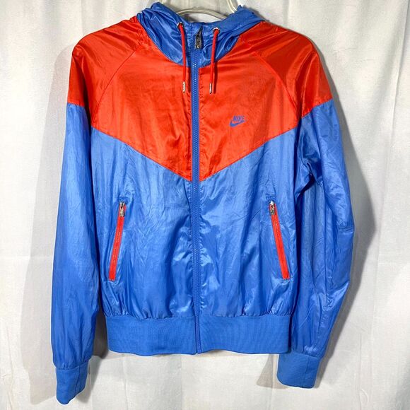 Nike‎ Sportswear Blue and Orange Windbreaker Size M Womens - Picture 1 of 9
